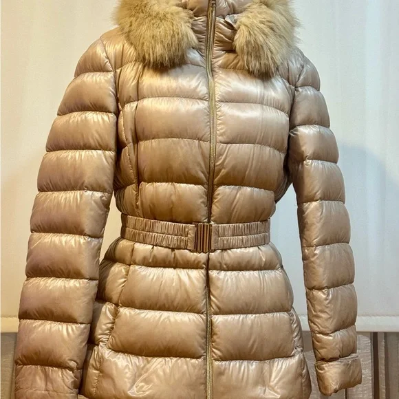 Herno Shimmering Gold Puffer Jacket with detachable Fox Fur Collar - Picture 5 of 16